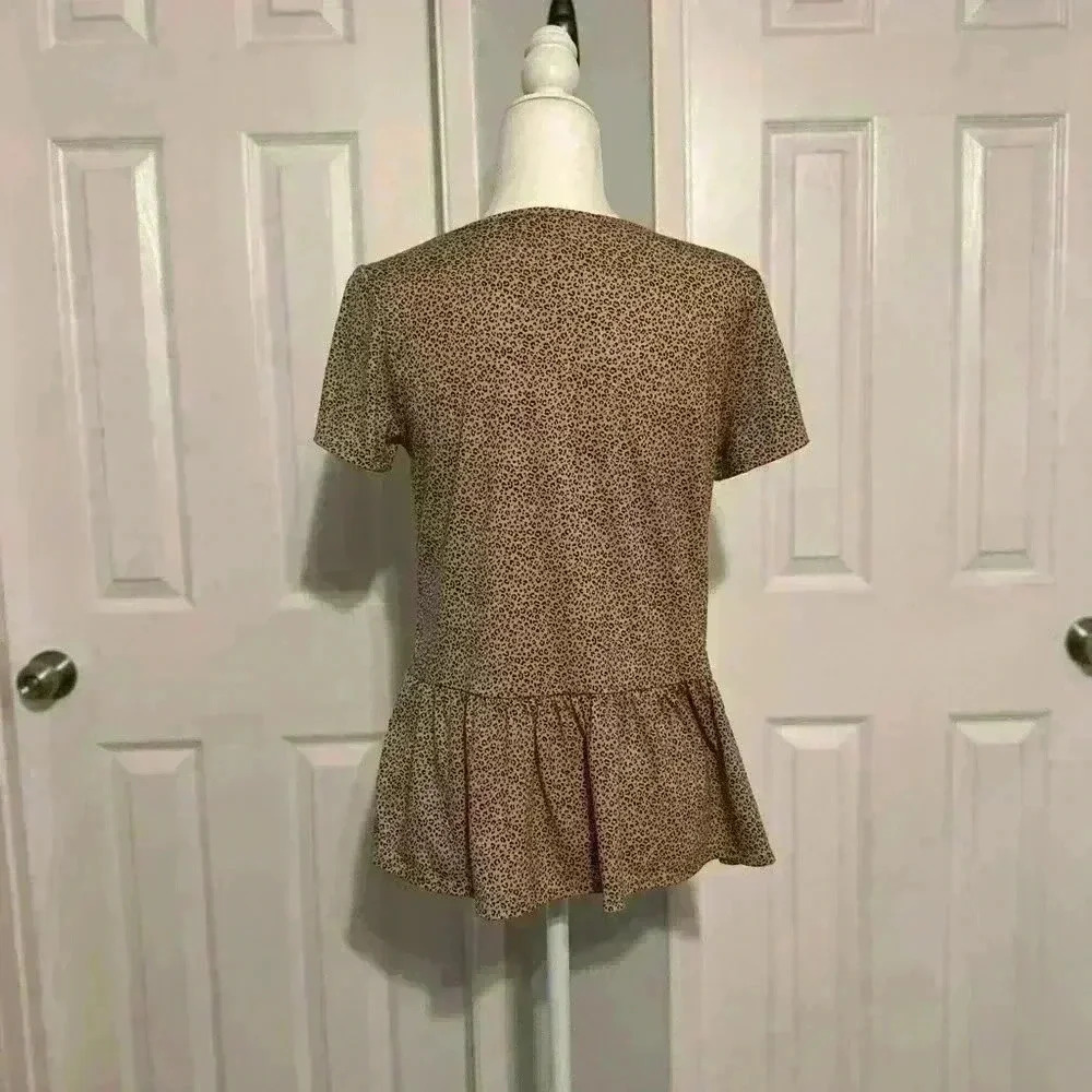 Gaze Leopard Print Peplum Blouse Size Small - Picture 5 of 5